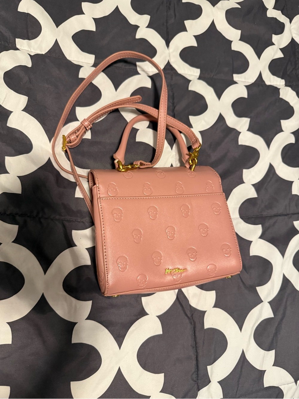 Betsey Johnson Blush Pink Skullicious Top Handle Crossbody Bag - Picture 6 of 7